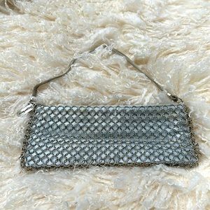 Whiting & Davis Silver Tone Wristlet Purse